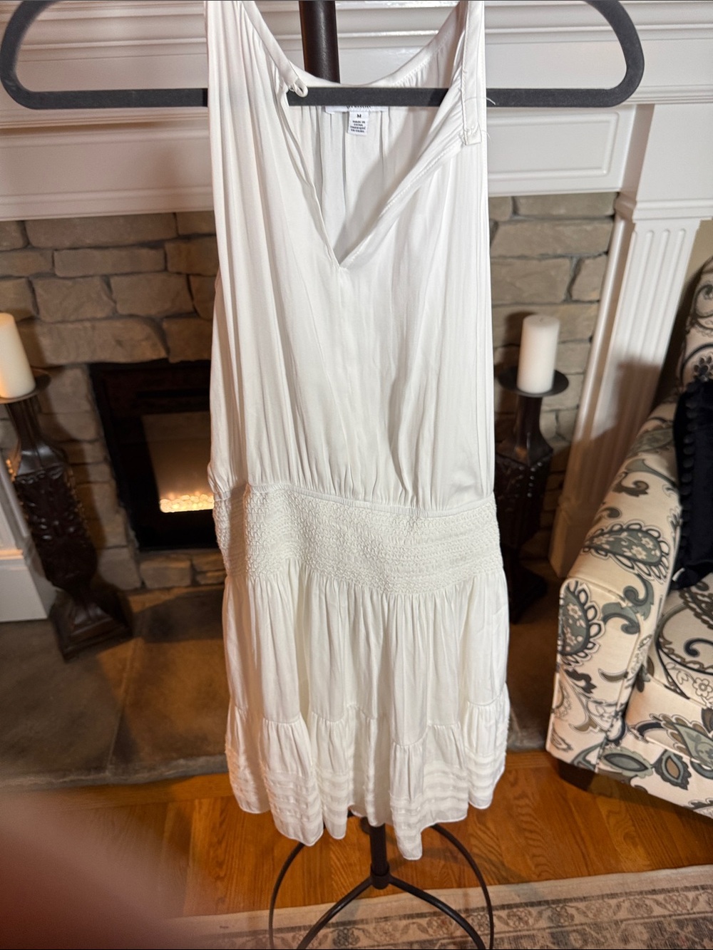 Current Air White Sleeveless Smocked Midi Dress
